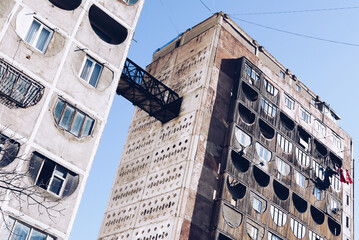 Ugly multistory block bult in soviet times.