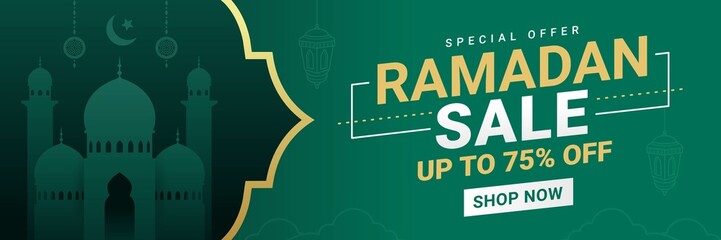 Ramadan sale banner discount template design for business promotion. Ramadan kareem islamic holy month