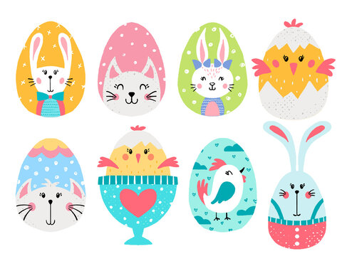Easter egg rabbit bunny cat chicken chick