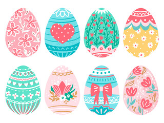 Happy Easter egg vector set bright paint