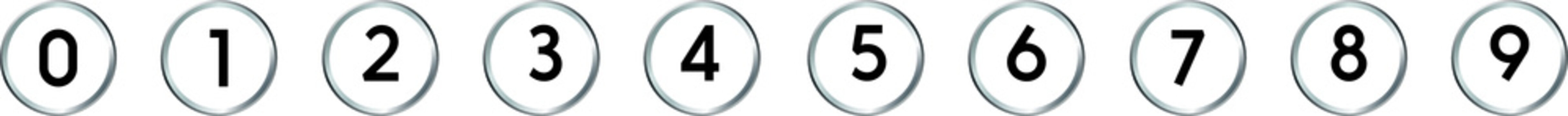 Vector design of numbers, from 1 to 9, on a white background