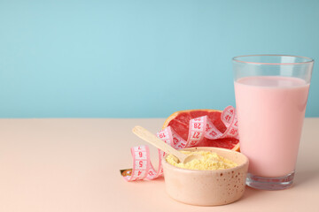 Concept of sports nutrition, space for text