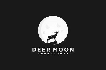deer with moon, logo inspiration for your business.