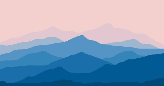 parallax animation of blue mountains natural scenery