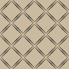 Ornament of rhombuses on a beige background. Geometric black pattern. Vector seamless pattern.