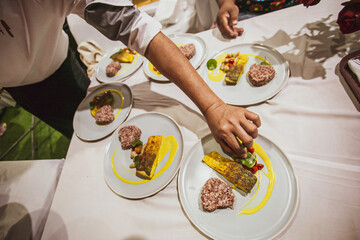 chef preparing food in restaurant