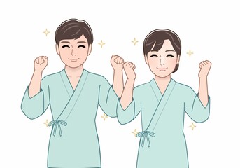 健康診断を受ける男女の患者