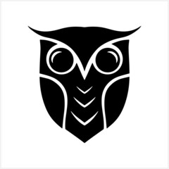Doodle owl icon isolated. Animal art. Stencil vector stock illustration. EPS 10