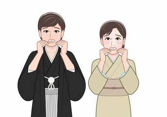 着物を着た夫婦