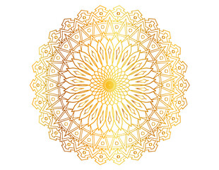 Mandala background design with golden gradient and pattern 