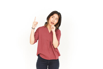 Thinking Gesture Of Beautiful Asian Woman Isolated On White Background