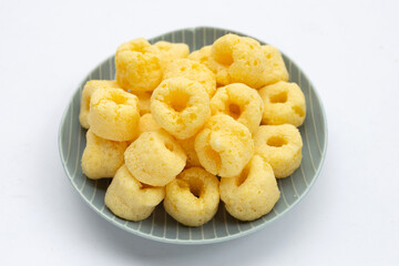 Roller corn snack in plate