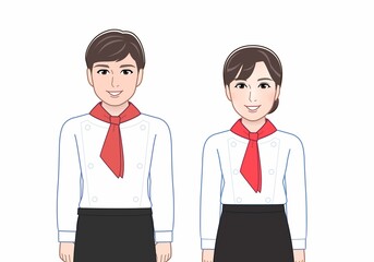 お店に出勤している男女2人