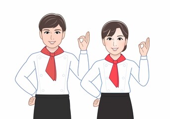 お店に出勤している男女2人