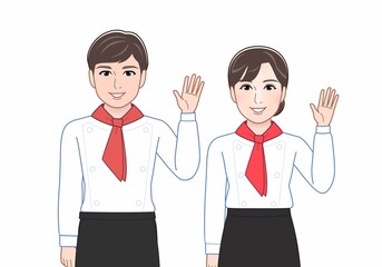 Fototapeta premium お店に出勤している男女2人