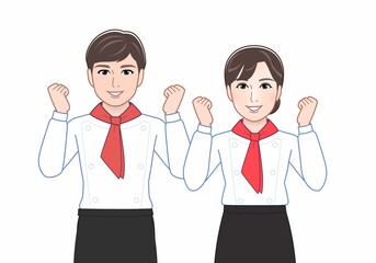 お店に出勤している男女2人