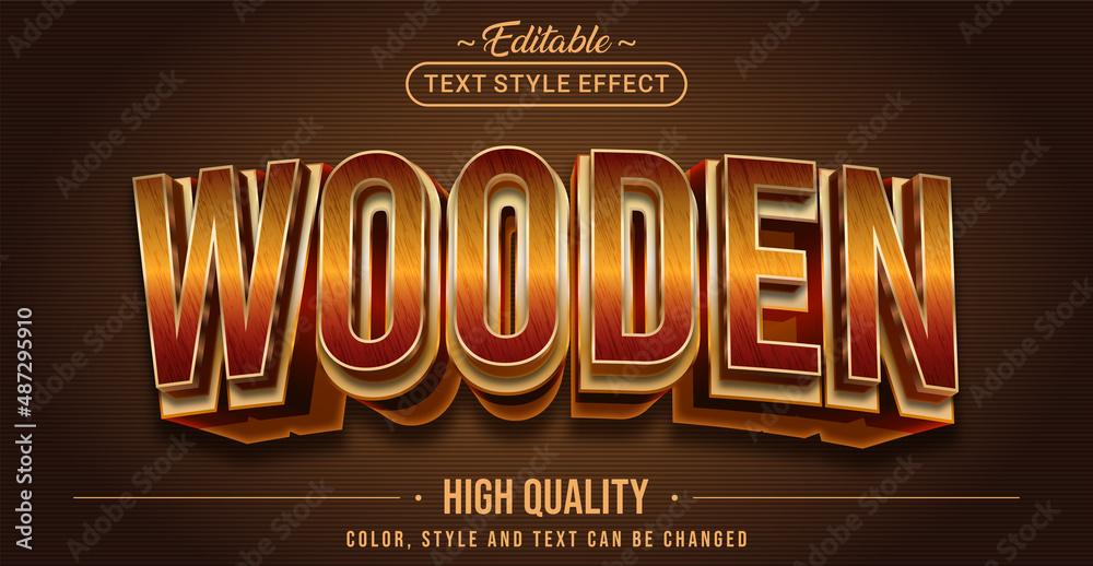 Poster Editable text style effect - Wood text style theme.