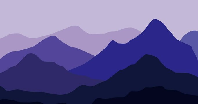 parallax animation of mountains background with bluish gradation