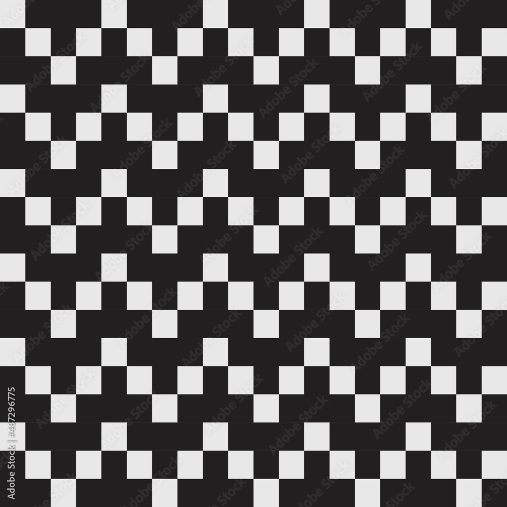 Poster pixelated black and white pattern of white waves.