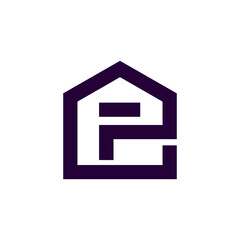House and letter F combination,in background white, flat minimalist vector logo design editable