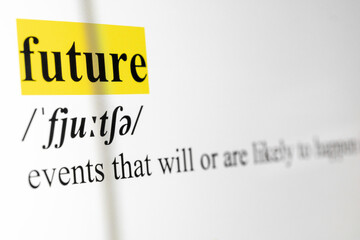 Future Text Macro Shot Highlighted in Yellow Color On Computer Screen