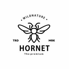 vintage retro hipster hornet logo vector outline monoline art icon