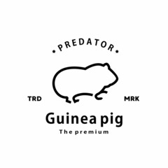 vintage retro hipster guinea pig logo vector outline monoline art icon