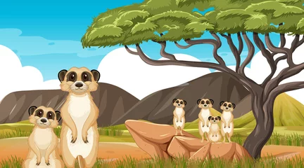 Wild animals in savanna forest landscape © blueringmedia
