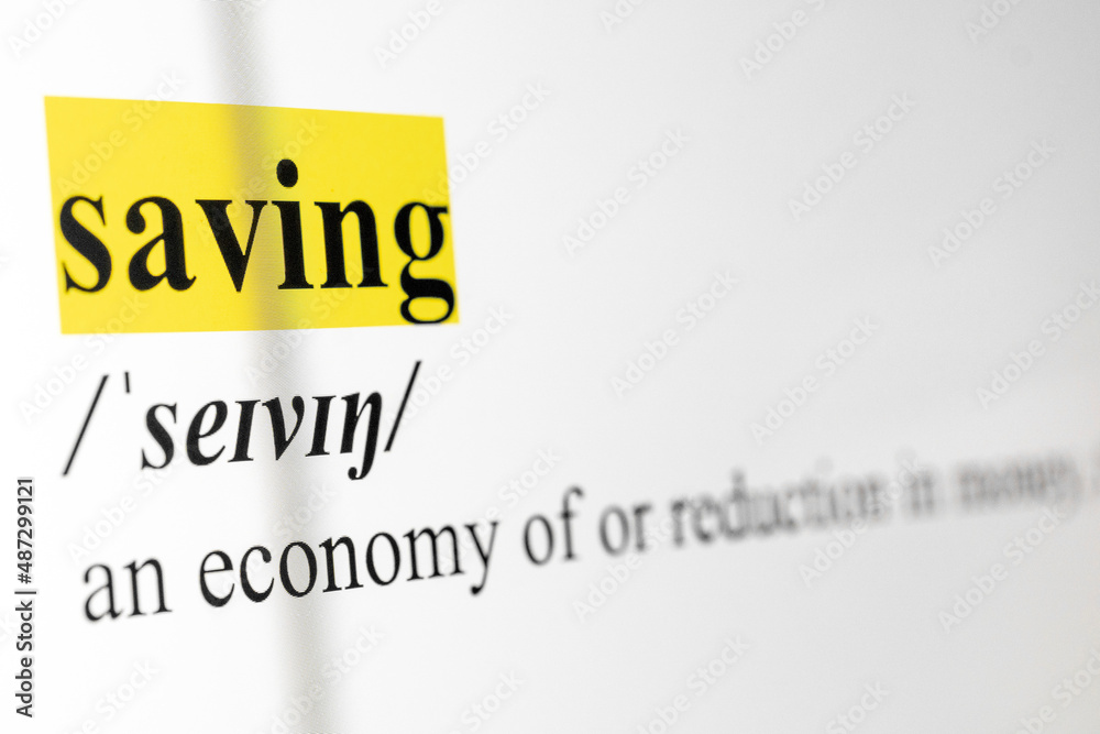 Poster Saving Text Macro Shot Highlighted in Yellow Color On Computer Screen