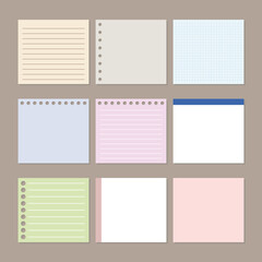 Collection of blank memo pads in various colors 