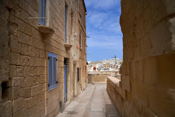 narrow street in the town streets in Malta