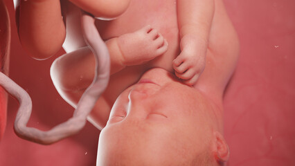 3d rendered illustration of a human fetus - week 37