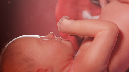 3d rendered illustration of a human fetus - week 38