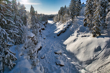 Fototapeta na wymiar Imatrankoski canyon at winter, Imatra Finland