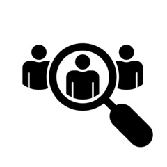Search Human Candidate for Job Icon. Find Work Team Candidate Pictogram. Recruitment and Hire Employee icons. Research Talent Employee Icon. Isolated Vector Illustration