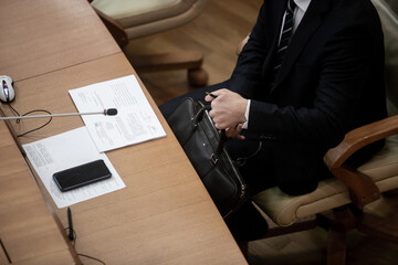 Session of Government. Conference room or seminar meeting room in business event. Academic...