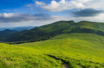 Green Bieszczady, View from Bukowe Berdo sunny day, Spring in the mountains © uranos1980
