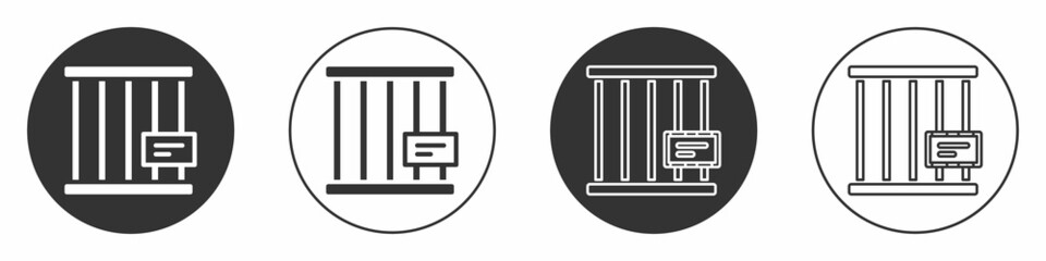 Black Animal cage icon isolated on white background. Circle button. Vector