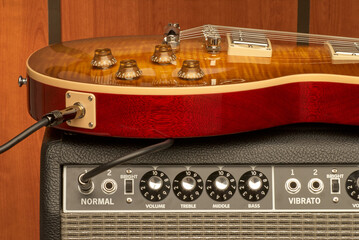 electric guitar in the recording studio