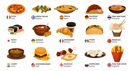Cuisine Food Flags Set