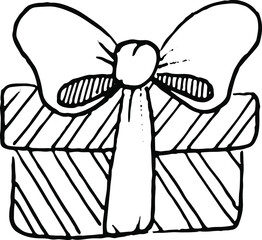 A gift with a bow. A simple doodling-style illustration.