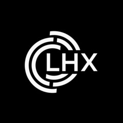 LHX letter logo design on black background.LHX creative initials letter logo concept.LHX vector letter design.