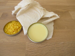 Natural homemade beeswax wood finish for wooden furniture and surfaces