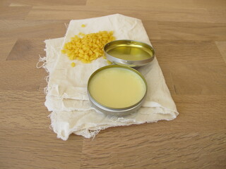 Natural homemade beeswax wood finish for wooden furniture and surfaces