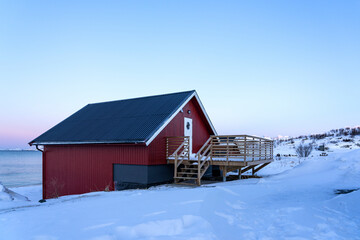 Cabins on the island of Tromsø Norway