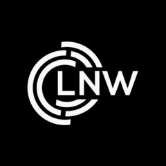 LNW letter logo design on black background.LNW creative initials letter logo concept.LNW vector letter design.