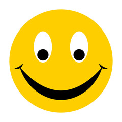 Yellow emoticon face with wide smile from ear to ear smiley kind happy face