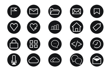 icons set bussiness with black circle