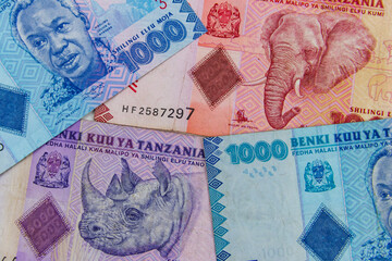 Background of the different tanzanian shillings banknotes