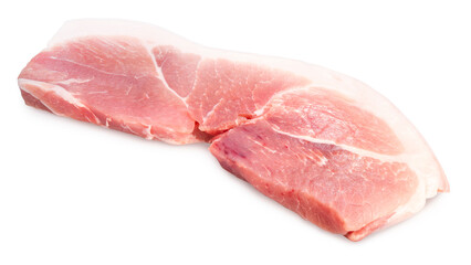 Blade pork chops isolated on white background, Raw sliced Blade pork  on white background with clipping path.